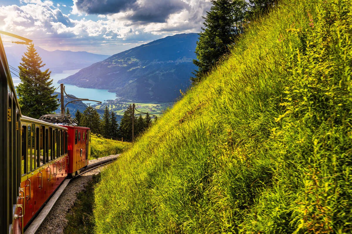 Train Traveling Through Switzerland